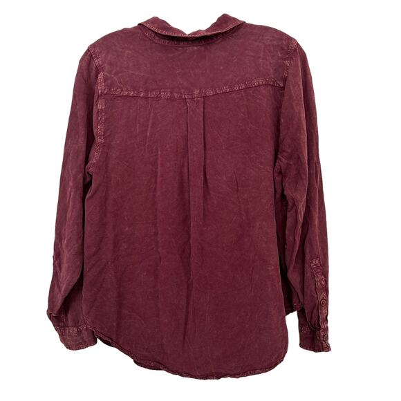 Torrid Maroon Long Sleeve Button Down Blouse Sz 10 - Picture 5 of 6
